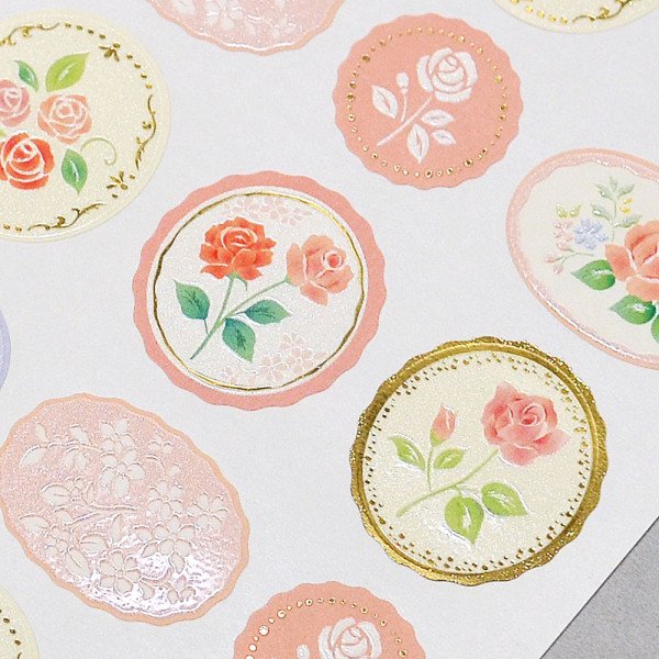 Stickers (Embossed/Roses/L/Sheet Size: H16.5xW9cm/SMCol(s): Pink,Gold)