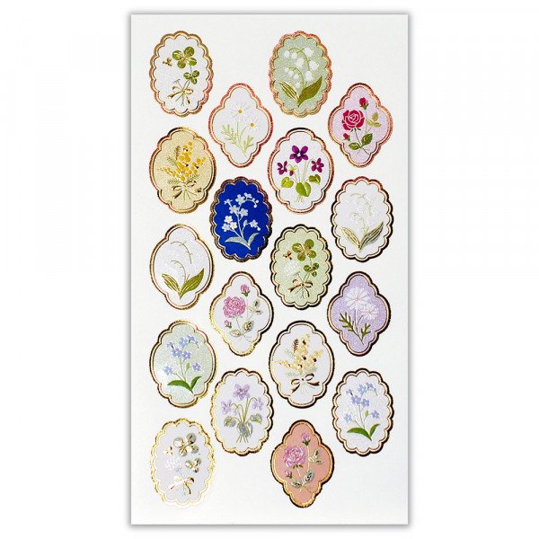 Stickers (Embossed/Antique/Flowers/L/Sheet Size: H16.5xW9cm/SMCol(s): Multicolour)