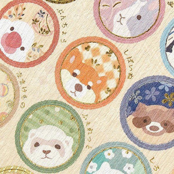 Stickers (Washi Paper/Japanese Style/Animals/Round/L/Sheet Size: H16.5xW9cm/SMCol(s): Multicolour)
