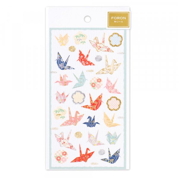 Stickers (Washi Paper/Japanese Style/Paper Cranes/L/Sheet Size: H16.5xW9cm/SMCol(s): Multicolour)