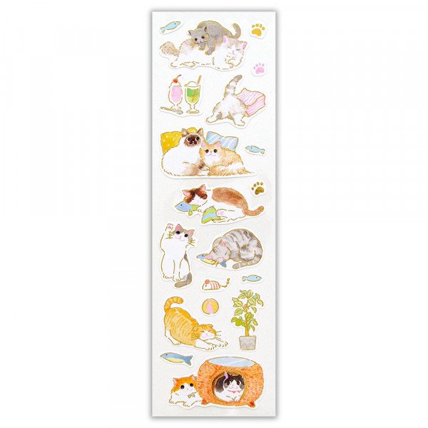 Stickers (Rayon Paper/Japanese Style/Cat Café/Sheet Size: H16.5xW5cm/SMCol(s): Multicolour)