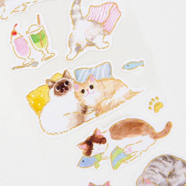 Stickers (Rayon Paper/Japanese Style/Cat Café/Sheet Size: H16.5xW5cm/SMCol(s): Multicolour)