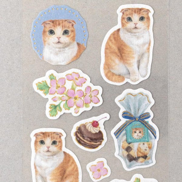 Stickers (Washi Paper/Scottish Fold Cat/Sheet Size: H18.5xW5cm/SMCol(s): Blue)