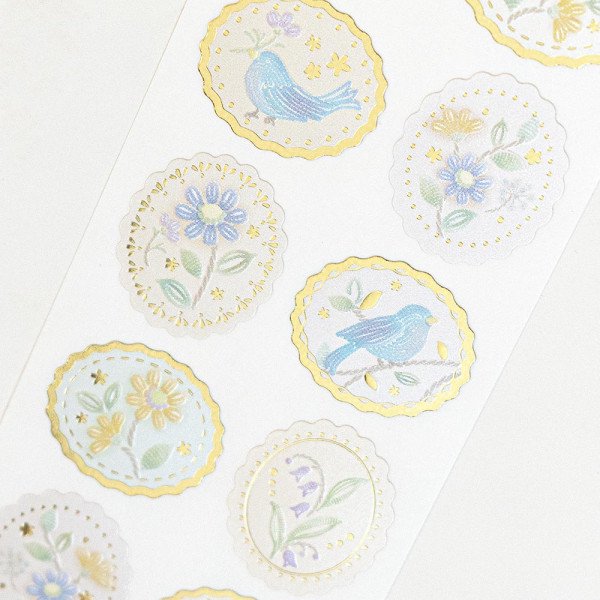 Stickers (Embossed/Bird/Flower/Sheet Size: H18.5xW5cm/SMCol(s): Multicolour)