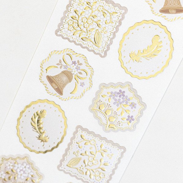 Stickers (Embossed/Feather/Sheet Size: H18.5xW5cm/SMCol(s): Purple,Gold,White)