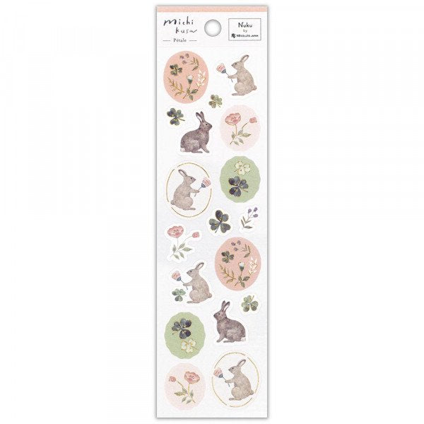 Stickers (Washi Paper/Rabbit/Sheet Size: H18.5xW5cm/SMCol(s): Pink,Green,Grey)