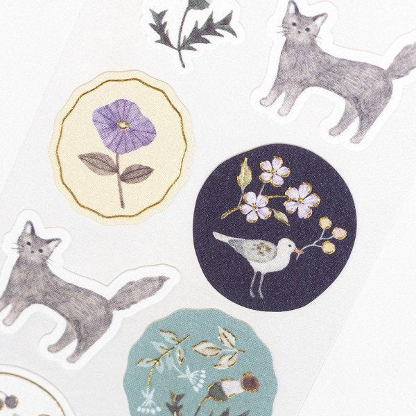 Stickers (Washi Paper/Cat/Sheet Size: H18.5xW5cm/SMCol(s): Green,Grey)