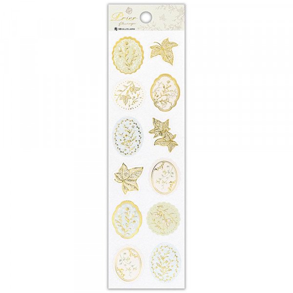 Stickers (Embossed/Flowers/Sheet Size: H18.5xW5cm/SMCol(s): Gold)