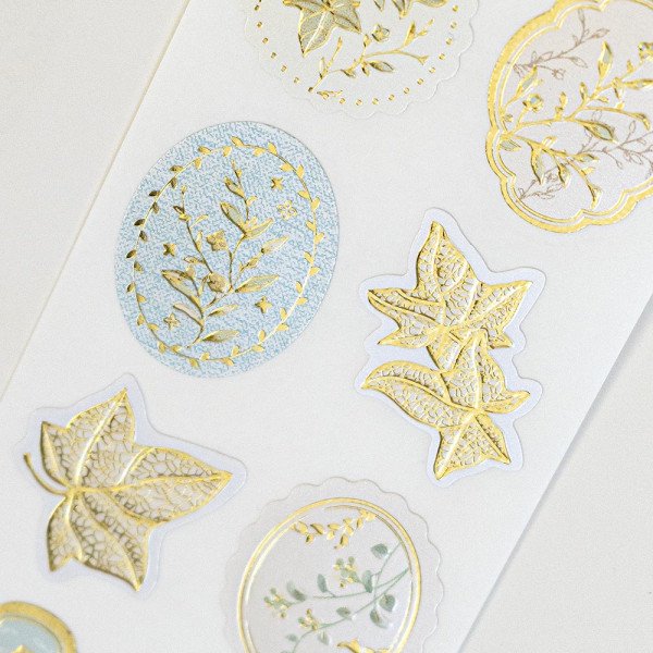 Stickers (Embossed/Flowers/Sheet Size: H18.5xW5cm/SMCol(s): Gold)