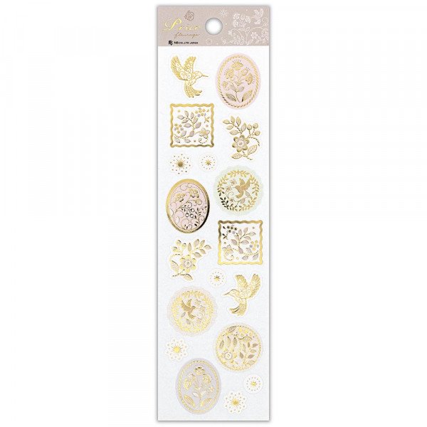 Stickers (Embossed/Flowers/Sheet Size: H18.5xW5cm/SMCol(s): Pink,Gold)