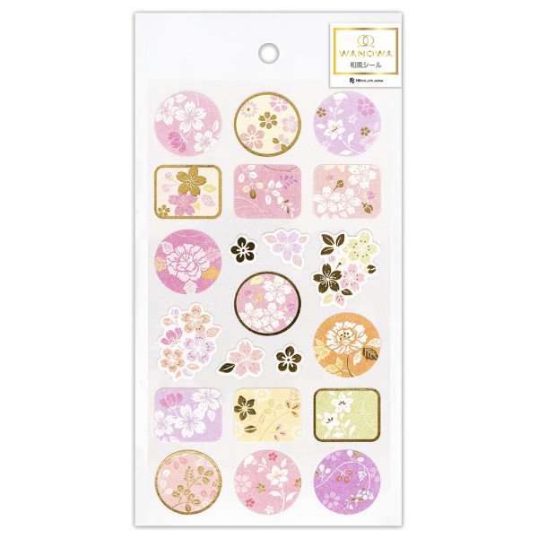 Stickers (Washi Paper/Japanese Style/Flowers & Leaves/L/Sheet Size: H16.5xW9cm/SMCol(s): Pink,Orange,Purple,Gold)
