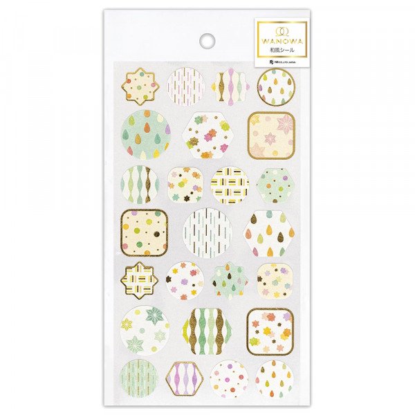 Stickers (Washi Paper/Japanese Style/Japanese Sweets Flowers/L/Sheet Size: H16.5xW9cm/SMCol(s): White,Green,Yellow,Gold)
