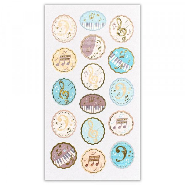 Stickers (Embossed/Melody/L/Sheet Size: H16.5xW9cm/SMCol(s): Blue,Beige,White,Gold)