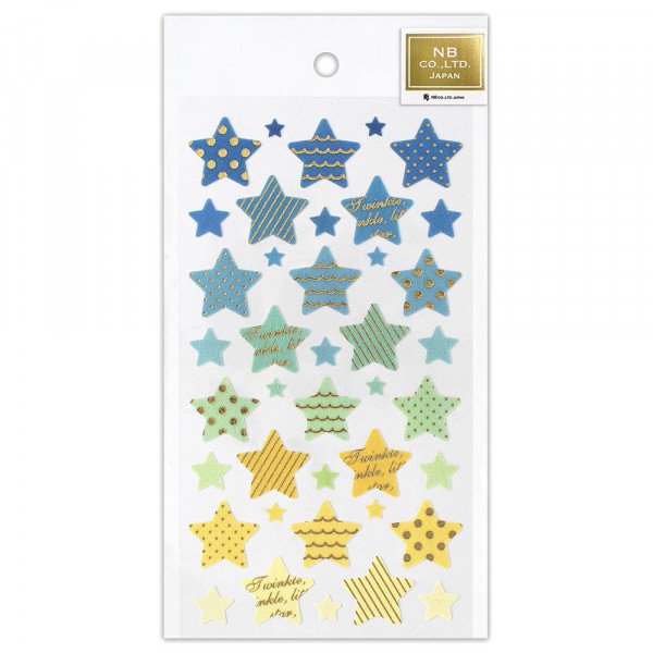 Stickers (Non-Woven Fabric/Stars/Gradient/L/Sheet Size: H16.5xW9cm/SMCol(s): Blue,Green,Yellow,Gold)