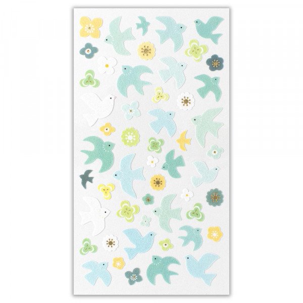 Stickers (Non-Woven Fabric/Birds/L/Sheet Size: H16.5xW9cm/SMCol(s): Blue)