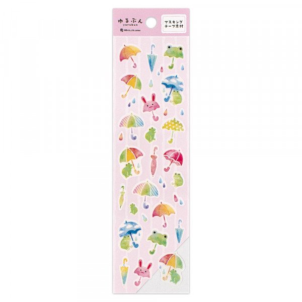 Stickers (Washi Paper/Rainy Day/Frogs/Sheet Size: H16.5xW5cm/SMCol(s): Pink)