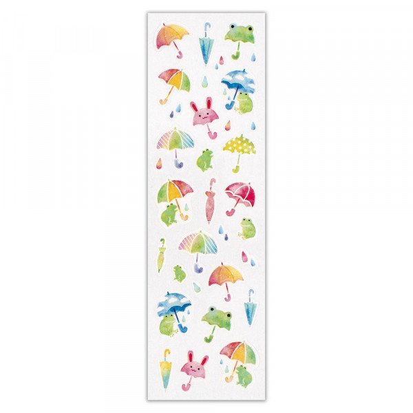 Stickers (Washi Paper/Rainy Day/Frogs/Sheet Size: H16.5xW5cm/SMCol(s): Pink)