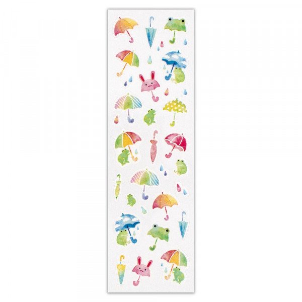 Stickers (Washi Paper/Rainy Day/Frogs/Sheet Size: H16.5xW5cm/SMCol(s): Pink)