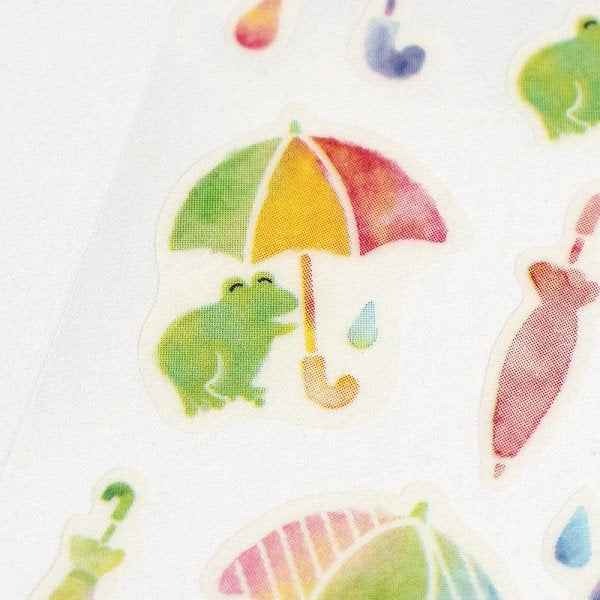 Stickers (Washi Paper/Rainy Day/Frogs/Sheet Size: H16.5xW5cm/SMCol(s): Pink)