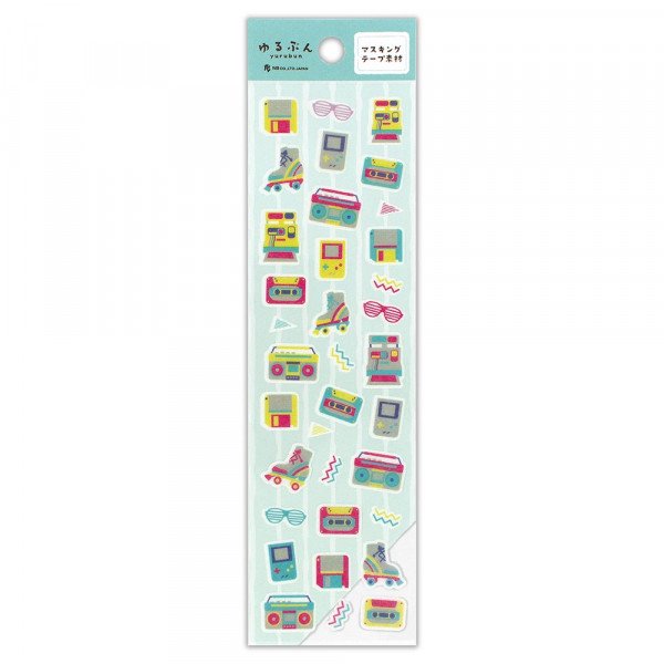 Stickers (Washi Paper/Retro Pop/Sheet Size: H16.5xW5cm/SMCol(s): Teal)