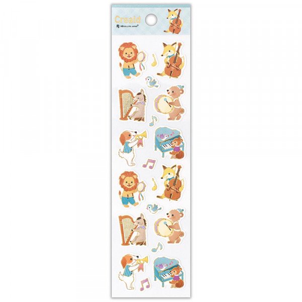 Stickers (Washi Paper/Animals & Music/L/Sheet Size: H18.5xW5cm/SMCol(s): Blue)