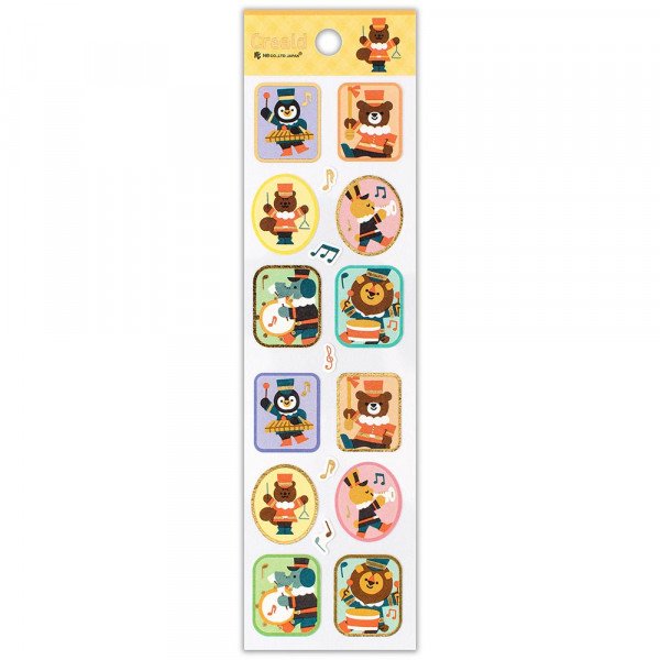 Stickers (Washi Paper/Animals & Brass Band/L/Sheet Size: H18.5xW5cm/SMCol(s): Yellow)