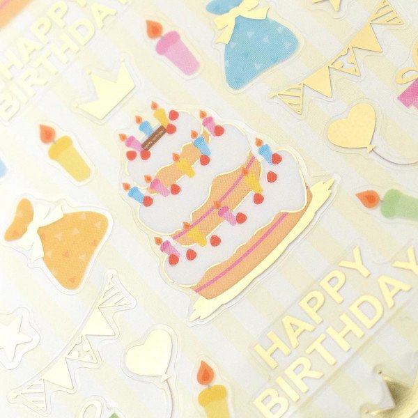 Stickers (Clear/Big/Foil Stamping/Birthday/Sheet: 16.5x9cm/SMCol(s): Multicolour)
