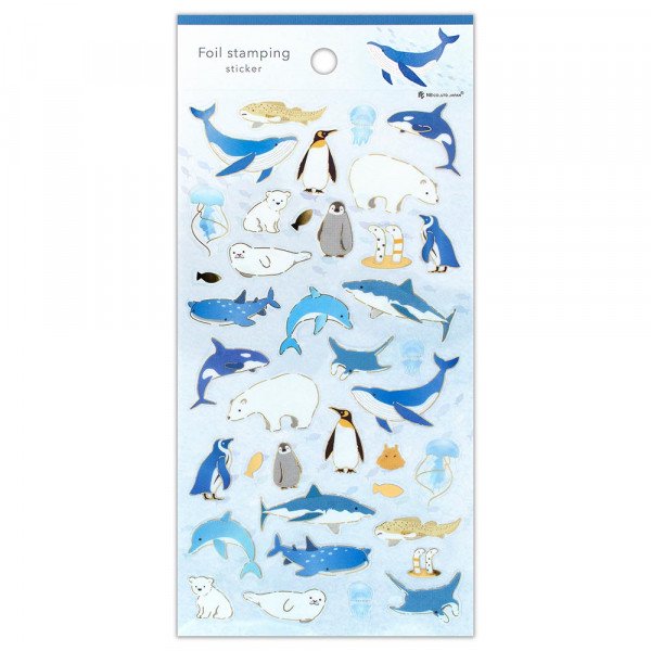Stickers (Clear/Big/Foil Stamping/Marine Life/Sheet: 16.5x9cm/SMCol(s): Blue)
