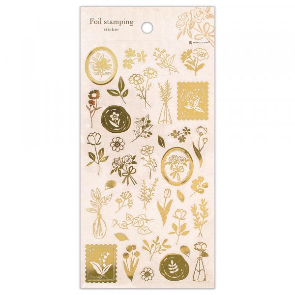 Stickers (Clear/Big/Foil Stamping/Plants/Sheet: 16.5x9cm/SMCol(s): Beige)