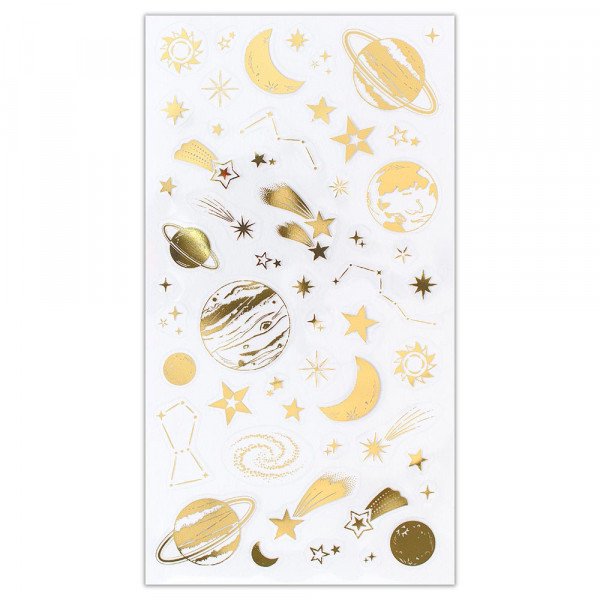 Stickers (Clear/Big/Foil Stamping/Space/Sheet: 16.5x9cm/SMCol(s): Navy,Gold)