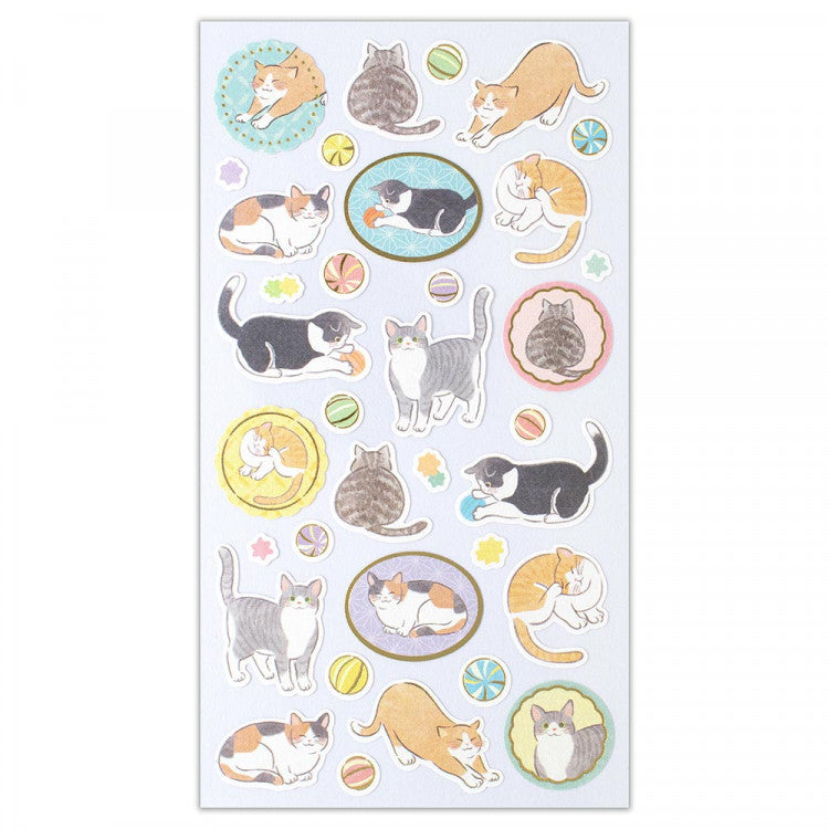 Stickers (Big/Japanese Style/Cat/Sheet: 19.5x9cm/SMCol(s): Multicolour)