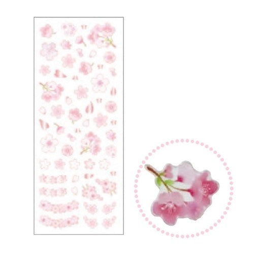 Stickers (Clear/Cherry Blossom/Foil Edge/Sheet: 19x7.5cm/Clothes Pin/SMCol(s): Pink)