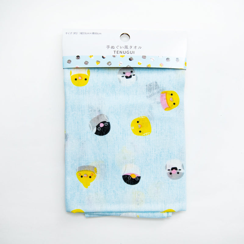 Tenugui Towel (Round Birds/90x33cm/SMCol(s): Blue/Pink)