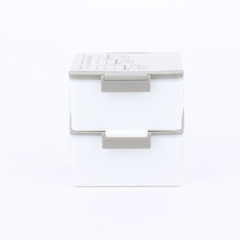 Food Containers (Stackable/With an Outer Lid and Inner Lids/200ml/9.4x8.2x4.1cm (2pcs)/SMCol(s): White/Grey)