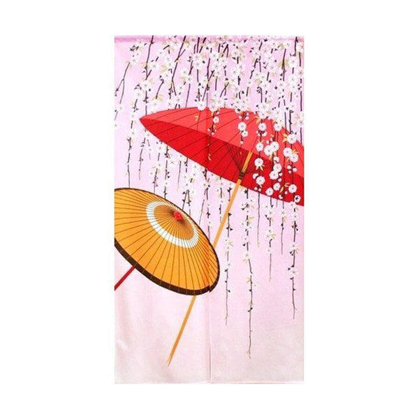 Japanese Style Japanese Traditional Umbrella & Weeping Cherry Blossom Noren Curtain