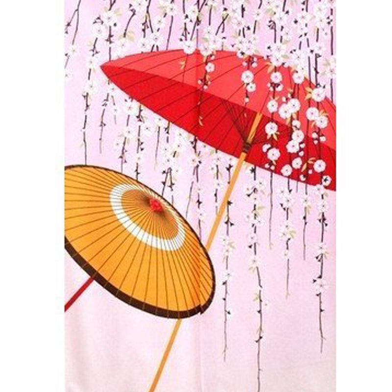 Japanese Style Japanese Traditional Umbrella & Weeping Cherry Blossom Noren Curtain