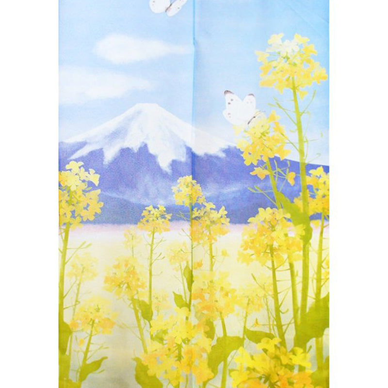Japanese Style Yamanaka Naoko: Canola Flower & Mt. Fuji Noren Curtain