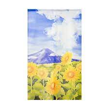Japanese Style Yamanaka Naoko: Sunflower & Mt. Fuji Noren Curtain