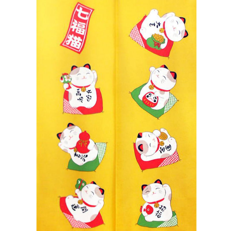 Japanese Style Seven Lucky Cats Noren Curtain
