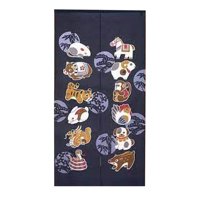 Japanese Style Long Chinese Zodiac Noren Curtain