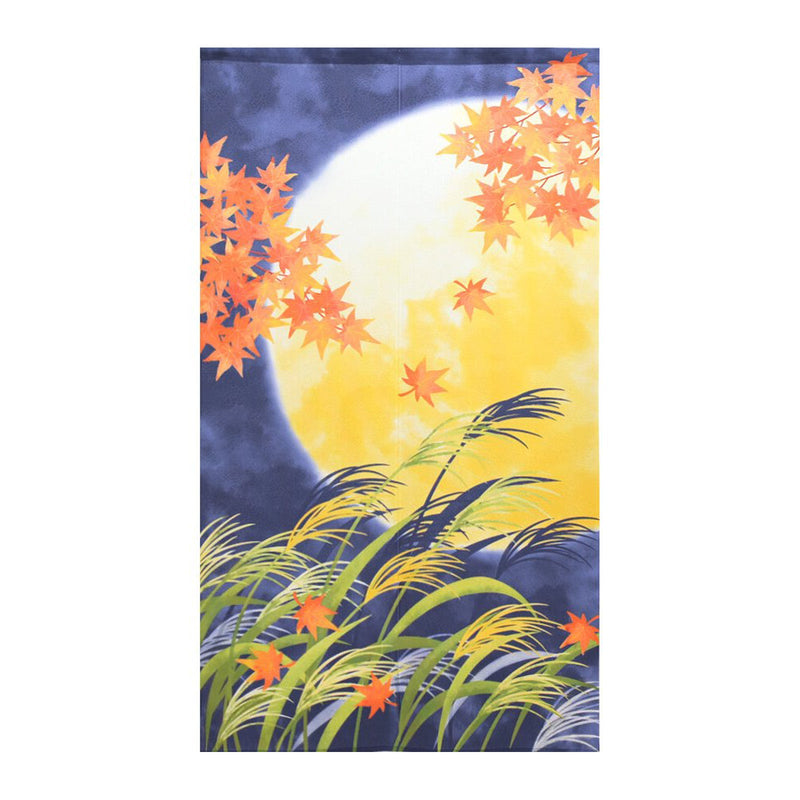 Japanese Style Maple Leaves in Moonlight Noren Curtain