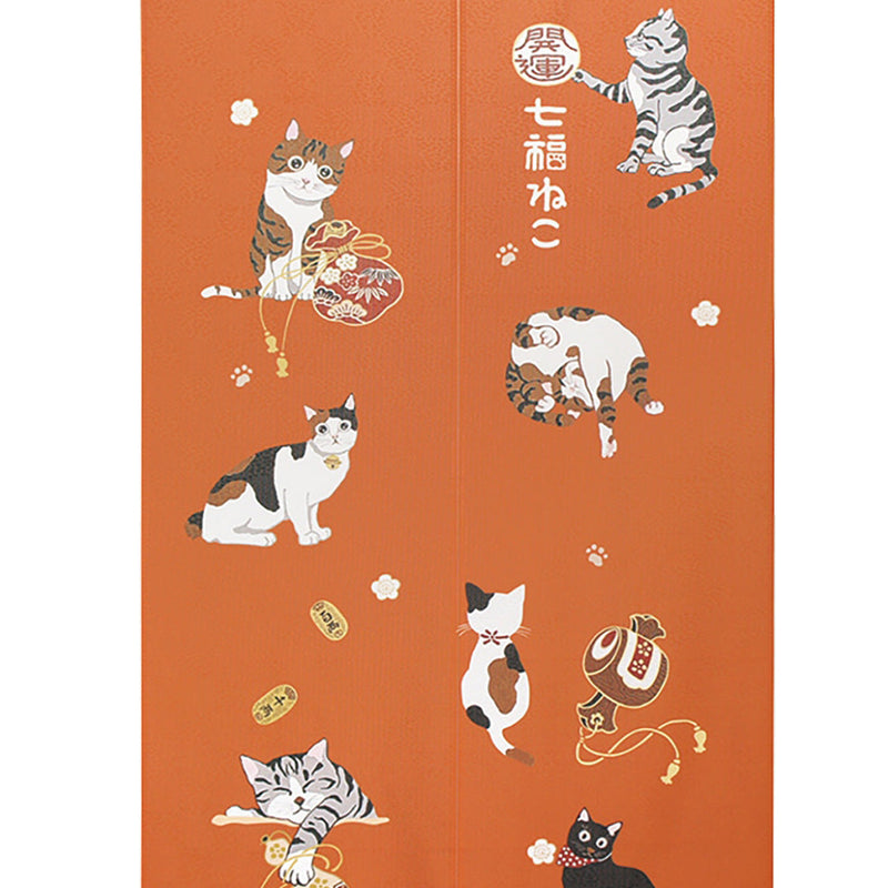 Noren Curtain (Japanese Style/Lucky Beckoning Cat/85x150cm/SMCol(s): Orange)