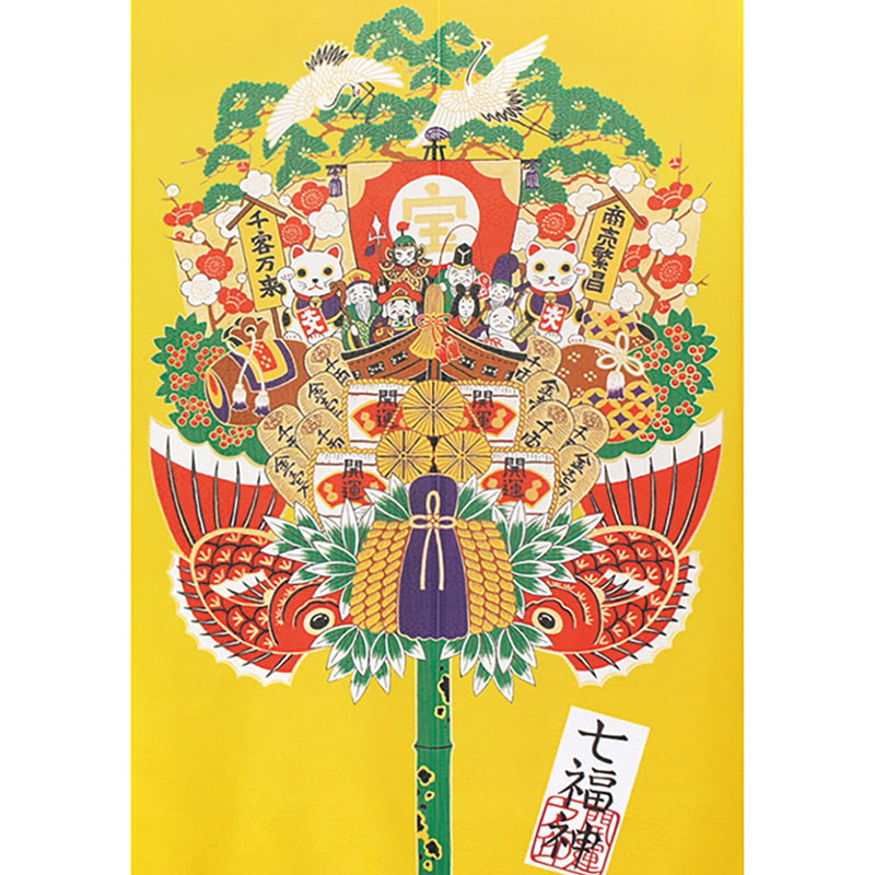 Noren Curtain (Japanese Style/Seven Lucky Gods, Ornamental Rake/85x150cm/SMCol(s): Yellow,Red)