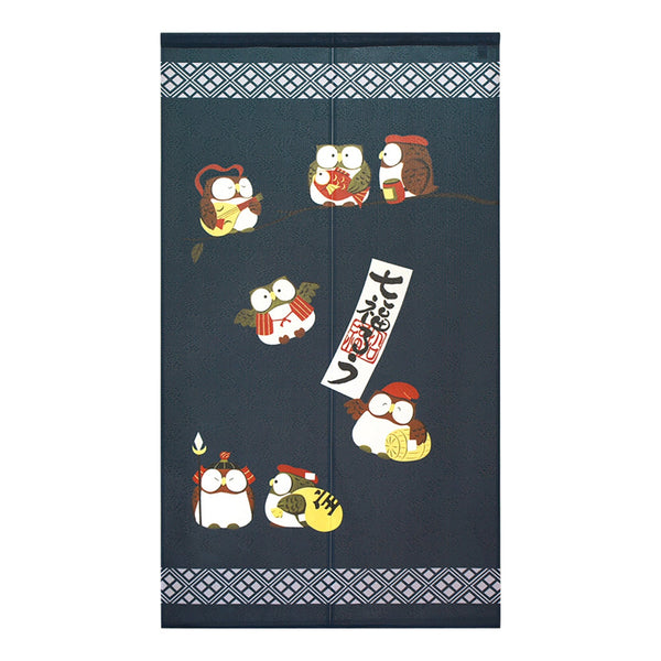 Noren Curtain (Japanese Style/Seven Lucky Owls/85x150cm/SMCol(s): Navy)