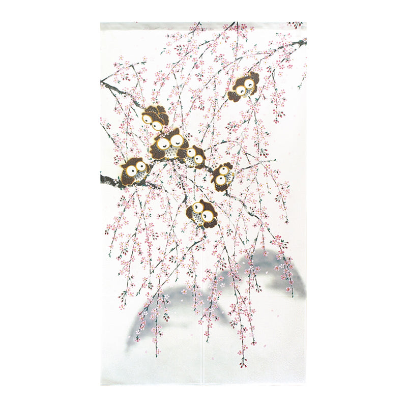 Noren Curtain (Japanese Style/Weeping Cherry Blossom & Seven Owls/85x150cm/SMCol(s): Purple)