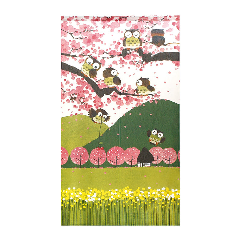 Noren Curtain (Japanese Style/Owls & Spring Landscape/85x150cm/SMCol(s): Pink,Green)