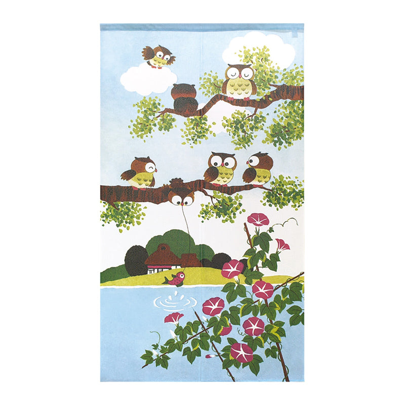 Noren Curtain (Japanese Style/Owls & Summer Landscape/85x150cm/SMCol(s): Blue,Green,Gold)