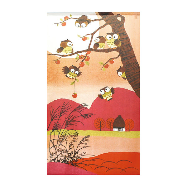 Noren Curtain (Japanese Style/Owls, Autumn Landscape/85x150cm/SMCol(s): Red,Brown)
