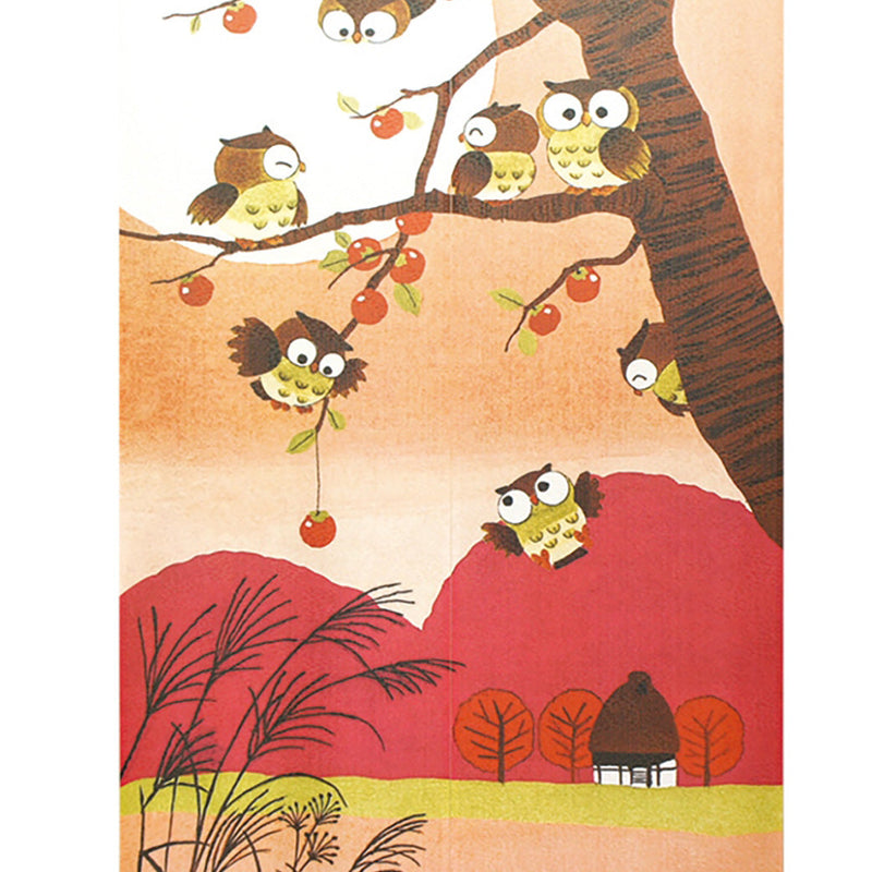 Noren Curtain (Japanese Style/Owls, Autumn Landscape/85x150cm/SMCol(s): Red,Brown)