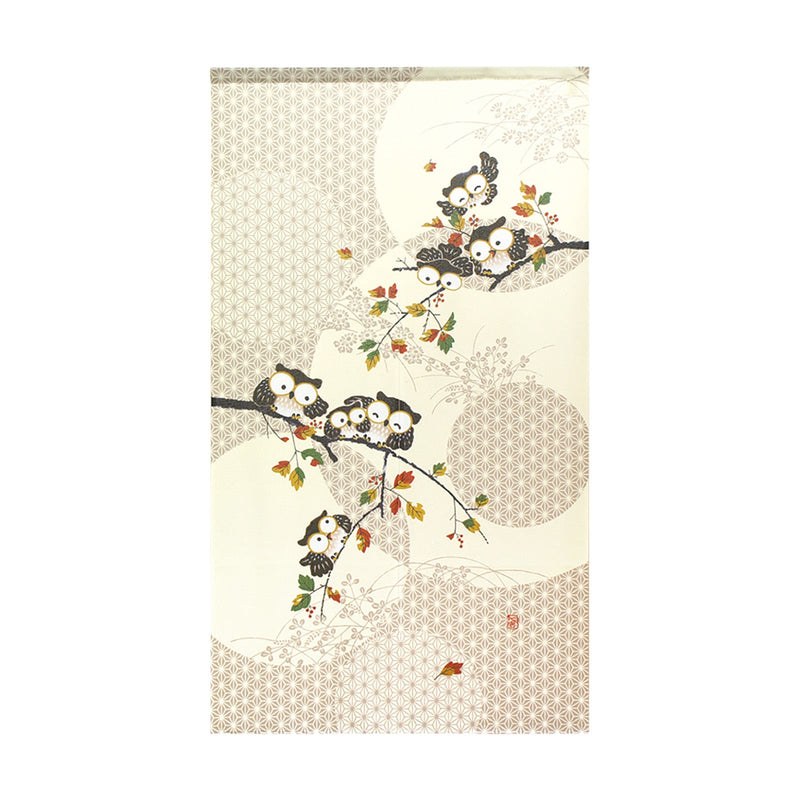 Noren Curtain (Japanese Style/Leaves, Seven Lucky Owls/85x150cm/SMCol(s): Grey,White)